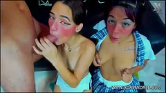 Play Deepthroat Threesome with Two Daring 18yo Amateurs